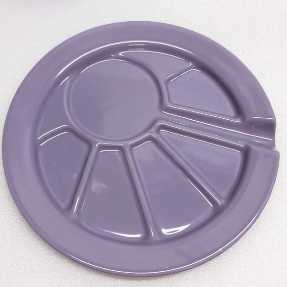 Hoffritz Fondue Plates Set of 6 9 1/2 Ceramic Divided Plates - Picture 5 of 12